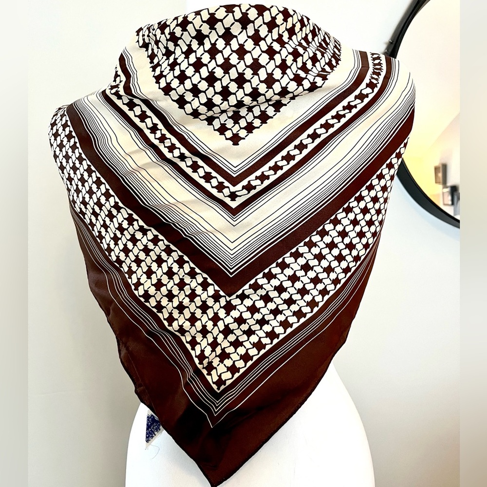 Vintage Acetate Houndstooth Square Scarf